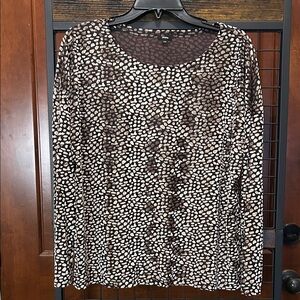 Shana Black Gold Brown Patterned Women's Top Size M sku#165